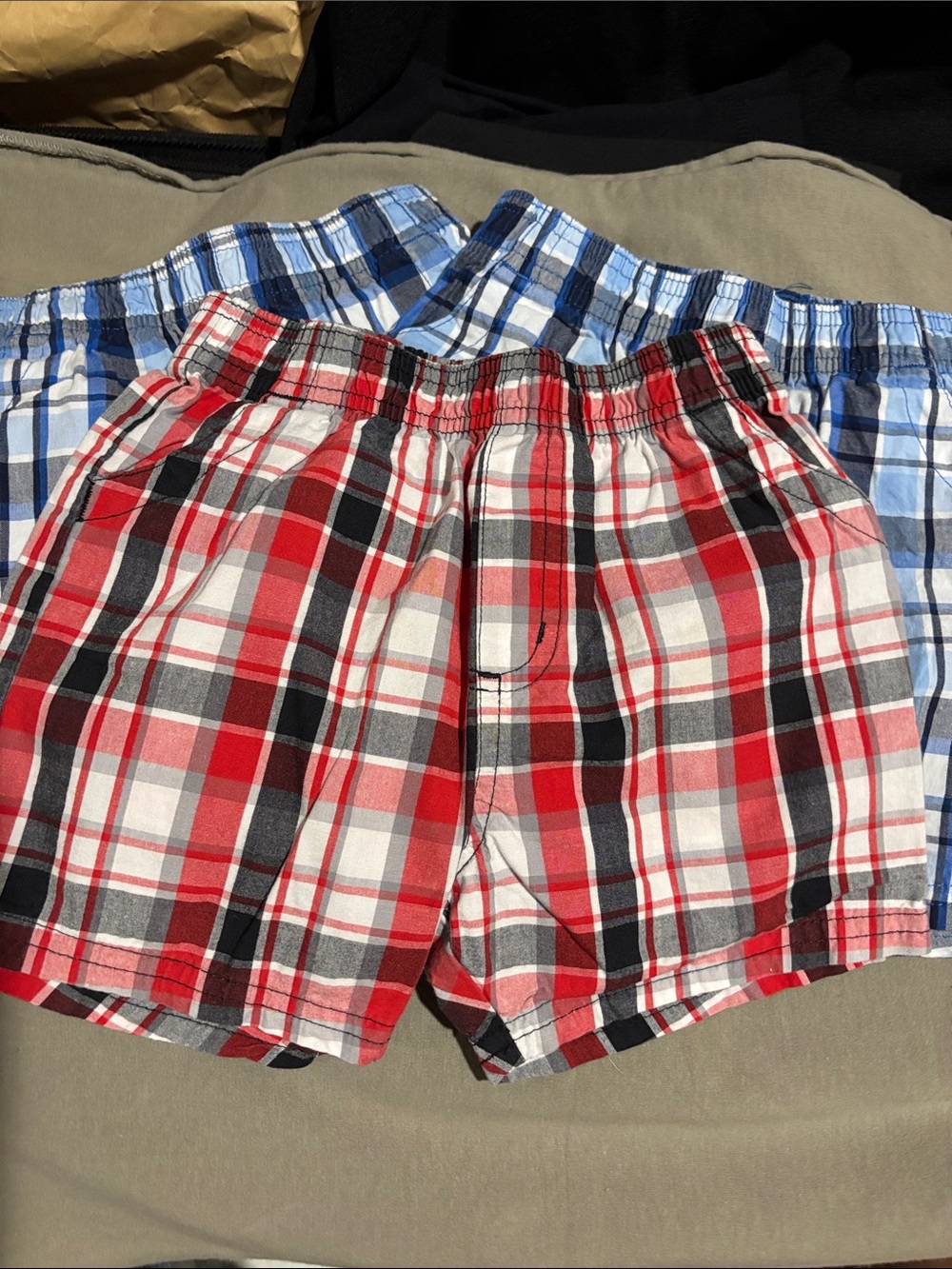 Garanimals Plaid Cotton Shorts - Red, Black, White (Plus Blue Pair Visible)